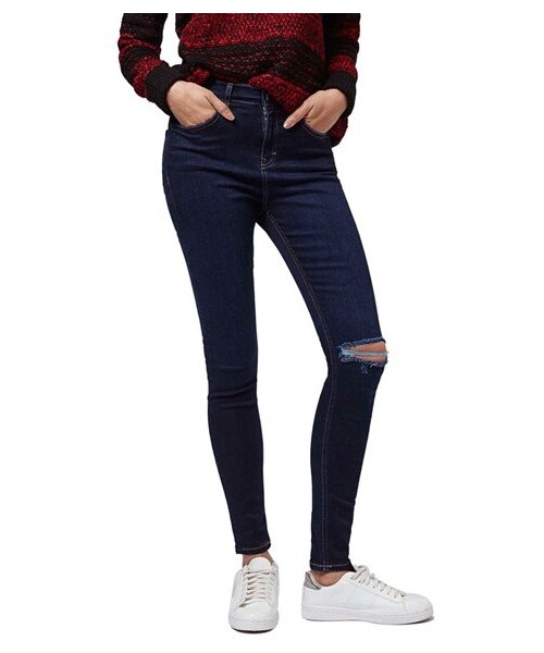 TOPSHOP(トップショップ)の「Topshop Moto 'Jamie' Ripped Skinny Jeans (Navy Blue)(デニムパンツ・レディース・Blue・25 US (fits like 24)/26 US (fits like 25-26)/28 US (fits like 27)/30 US (fits like 28-30)/32 US (fits like 30-31)/34 US (fits like 31-32))」の1枚目の写真
