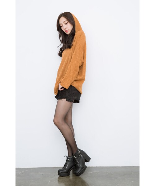 ORENDA（オレンダ）の「顯瘦蕾絲花邊刷破高腰牛仔短褲（パンツ・レディース・白/黑・S/M/L/XL）」の15枚目の写真