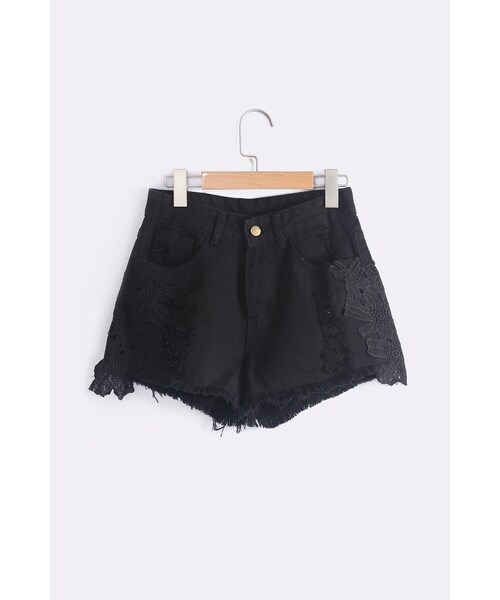 ORENDA（オレンダ）の「顯瘦蕾絲花邊刷破高腰牛仔短褲（パンツ・レディース・白/黑・S/M/L/XL）」の9枚目の写真