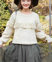 DHOLIC | フリンジポイントダブルデザインニットプルオーバー(ニット/セーター)