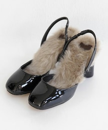 DHOLIC | インソールファーバックストラップエナメルシューズ(その他シューズ)