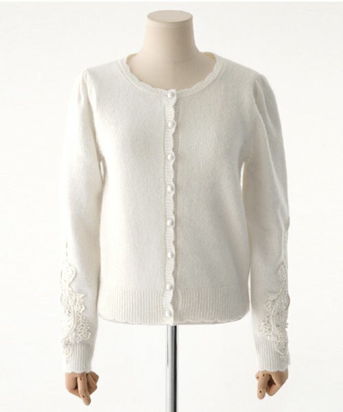 DHOLIC（ディーホリック）の「モチーフレーススリーブショートカーディガン（カーディガン/ボレロ・レディース・グレー/オートミール/ホワイトアイボリー・FREE）」の2枚目の写真