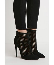 FOREVER 21 | FOREVER 21 Faux Suede Grid Cutout Booties(ブーツ)