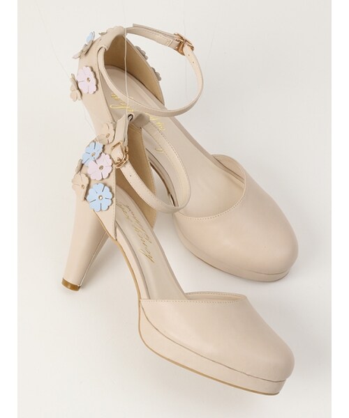 Honey Salon（ハニーサロン）の「フラワーパンプ（シューズ・レディース・デニム/ホワイト/ライトベージュ・23.0/23.5/24.0/24.5）」の3枚目の写真