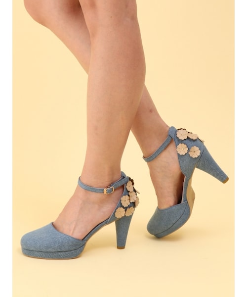 Honey Salon（ハニーサロン）の「フラワーパンプ（シューズ・レディース・デニム/ホワイト/ライトベージュ・23.0/23.5/24.0/24.5）」の9枚目の写真