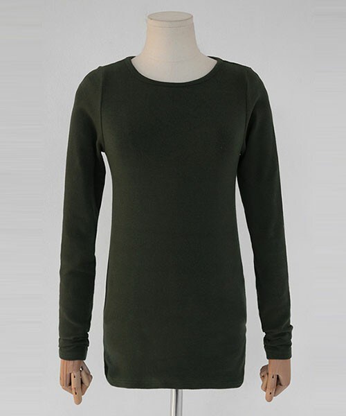 DHOLIC（ディーホリック）の「ソリッドカラーベーシックラウンドネックTシャツ（Tシャツ/カットソー・レディース・グレー/ダークベージュ/ディープカーキ/ネイビー/ブラウン/ブラック/ブラックグレー/ホワイトアイボリー/ライトベージュ/ワイン・FREE）」の8枚目の写真