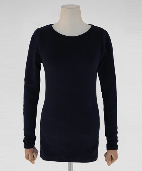 DHOLIC（ディーホリック）の「ソリッドカラーベーシックラウンドネックTシャツ（Tシャツ/カットソー・レディース・グレー/ダークベージュ/ディープカーキ/ネイビー/ブラウン/ブラック/ブラックグレー/ホワイトアイボリー/ライトベージュ/ワイン・FREE）」の9枚目の写真