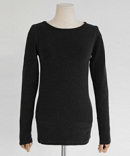 DHOLIC（ディーホリック）の「ソリッドカラーベーシックラウンドネックTシャツ（Tシャツ/カットソー・レディース・グレー/ダークベージュ/ディープカーキ/ネイビー/ブラウン/ブラック/ブラックグレー/ホワイトアイボリー/ライトベージュ/ワイン・FREE）」の4枚目の写真