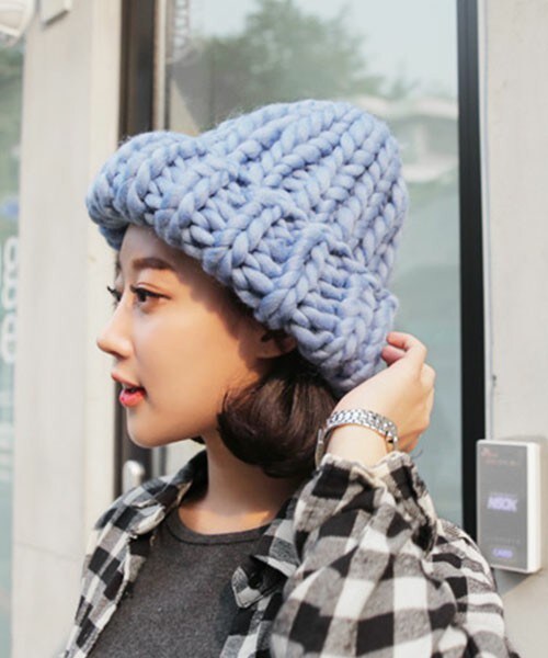DHOLIC（ディーホリック）の「シックウールニットキャップ（ニットキャップ/ビーニー・レディース・アイボリー/グレー/ディープグリーン/ディープスカイブルー/ライトピンク・FREE）」の4枚目の写真