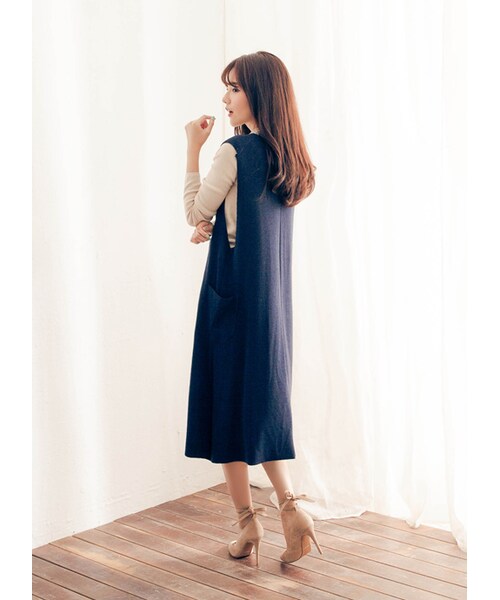 gracegift（グレースギフト）の「2way交叉繞踝綁結跟鞋（シューズ・レディース・杏・35/36/37/38/39/40/41）」の6枚目の写真