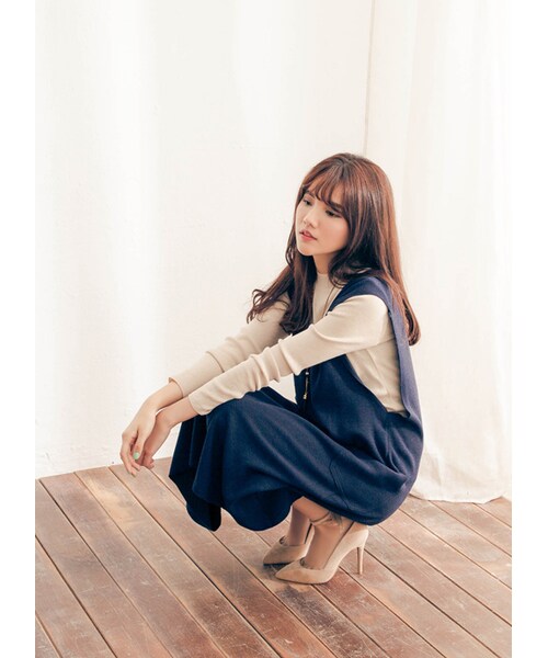 gracegift（グレースギフト）の「2way交叉繞踝綁結跟鞋（シューズ・レディース・杏・35/36/37/38/39/40/41）」の8枚目の写真