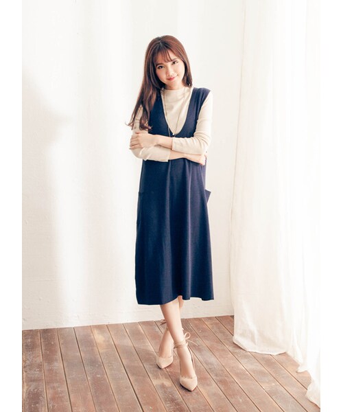 gracegift（グレースギフト）の「2way交叉繞踝綁結跟鞋（シューズ・レディース・杏・35/36/37/38/39/40/41）」の5枚目の写真