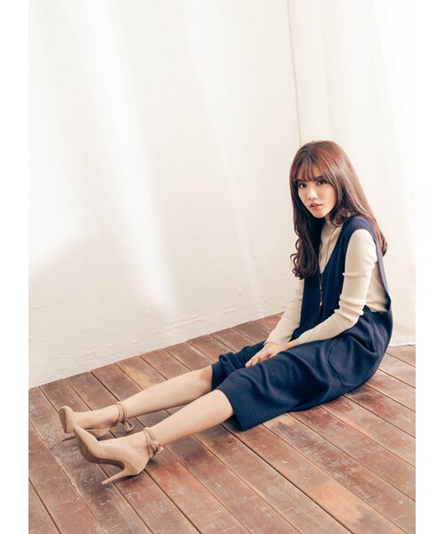 gracegift（グレースギフト）の「2way交叉繞踝綁結跟鞋（シューズ・レディース・杏・35/36/37/38/39/40/41）」の9枚目の写真