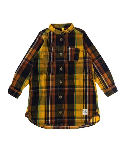 apres les cours(アプレレクール)の「Autumnチェックシャツワンピース(ワンピース/ドレス・キッズ・レッド/イエロー・80/90/100/110/120/130/140)」の2枚目の写真