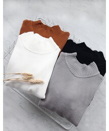 mooncat | 紋立領合身毛衣色(トップス)