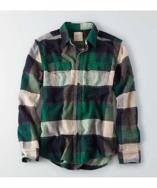 American Eagle(アメリカンイーグル)の「AEOヘリテージフランネルシャツ(シャツ/ブラウス・メンズ・グリーン/レッド/オレンジ・XS/S/M/L/XL/XXL/XXXL)」の1枚目の写真
