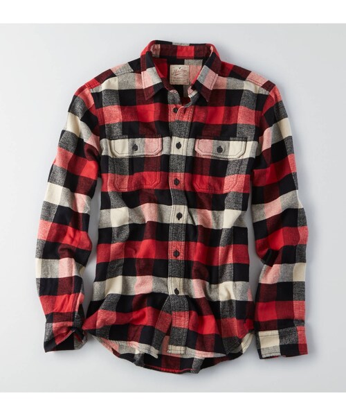 American Eagle(アメリカンイーグル)の「AEOヘリテージフランネルシャツ(シャツ/ブラウス・メンズ・グリーン/レッド/オレンジ・XS/S/M/L/XL/XXL/XXXL)」の2枚目の写真