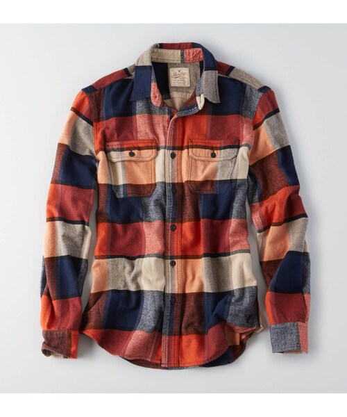 American Eagle(アメリカンイーグル)の「AEOヘリテージフランネルシャツ(シャツ/ブラウス・メンズ・グリーン/レッド/オレンジ・XS/S/M/L/XL/XXL/XXXL)」の3枚目の写真