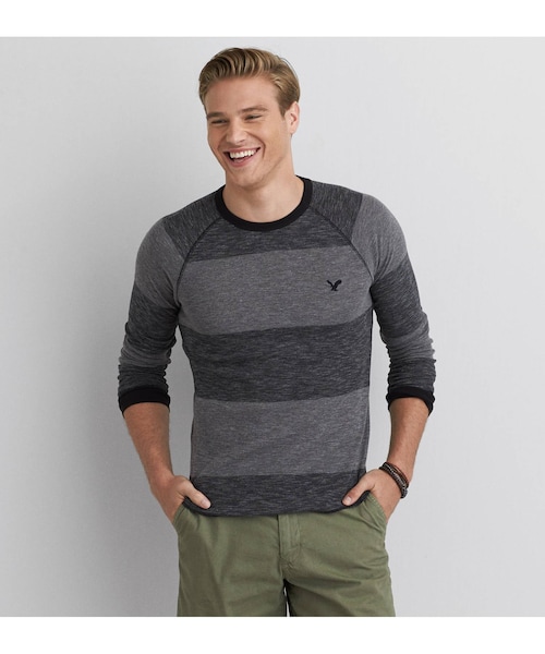 American Eagle（アメリカンイーグル）の「AEOヘリテージサーマルTシャツ（Tシャツ/カットソー・メンズ・グラベル/チョーク/オートミール/フリートネイビー・XS/S/M/L/XL/XXL/XXXL）」の2枚目の写真