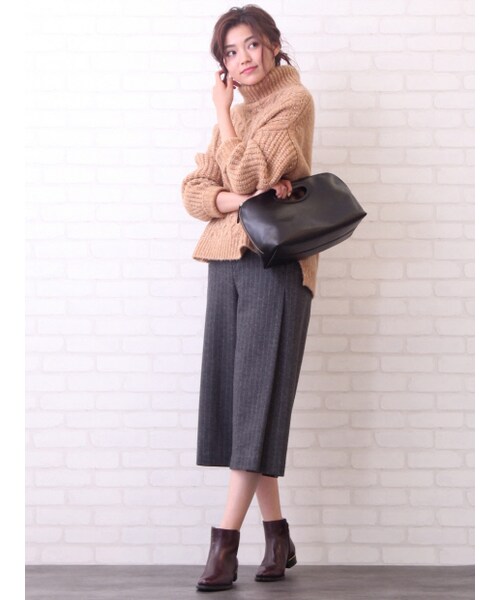 qualite（カリテ）の「ストライプジャージーガウチョパンツ（その他・レディース・チャコール/ネイビー・1/2）」の12枚目の写真