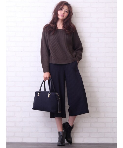 qualite（カリテ）の「ストライプジャージーガウチョパンツ（その他・レディース・チャコール/ネイビー・1/2）」の14枚目の写真