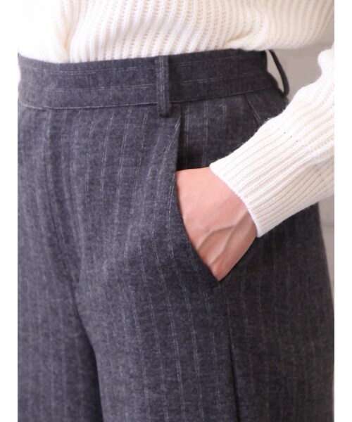 qualite（カリテ）の「ストライプジャージーガウチョパンツ（その他・レディース・チャコール/ネイビー・1/2）」の8枚目の写真