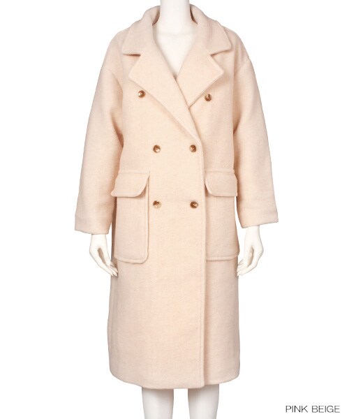 RANDA（ランダ）の「ダブルボタンロングコート（ジャケット/アウター・レディース・キャメル/ピンクベージュ/ミント・0/1）」の2枚目の写真