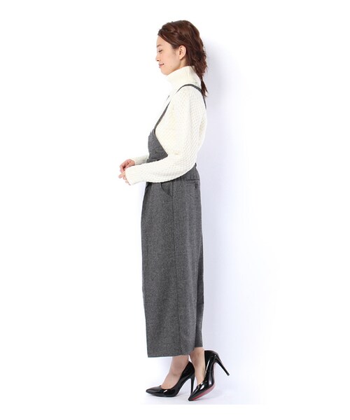 mysty woman(ミスティウーマン)の「ウール混ツイード2WAYコンビネゾン(オールインワン・サロペット・レディース・グレー系/ブラック/ブラック系)」の5枚目の写真