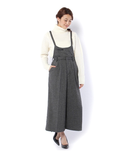 mysty woman(ミスティウーマン)の「ウール混ツイード2WAYコンビネゾン(オールインワン・サロペット・レディース・グレー系/ブラック/ブラック系)」の3枚目の写真