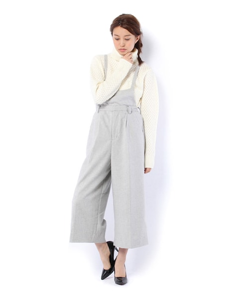 mysty woman(ミスティウーマン)の「ウール混ツイード2WAYコンビネゾン(オールインワン・サロペット・レディース・グレー系/ブラック/ブラック系)」の1枚目の写真