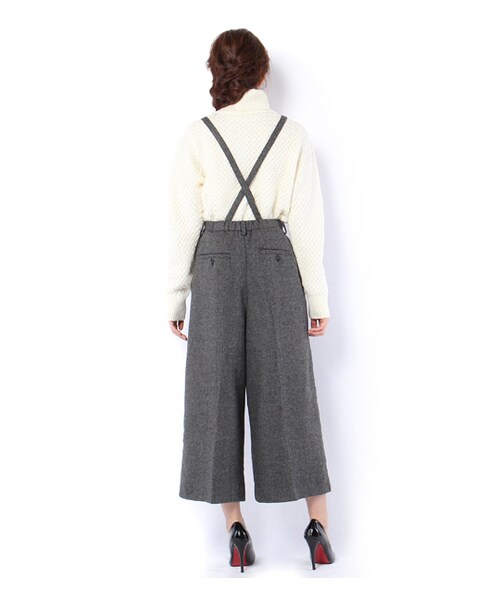 mysty woman(ミスティウーマン)の「ウール混ツイード2WAYコンビネゾン(オールインワン・サロペット・レディース・グレー系/ブラック/ブラック系)」の4枚目の写真
