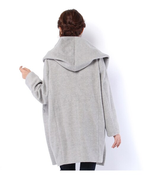 mysty woman（ミスティウーマン）の「シャギーショールフードガウンコート（ジャケット/アウター・レディース・グレー/ベージュ/ピンクベージュ/ネイビー・S/M）」の5枚目の写真