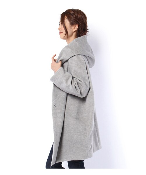 mysty woman（ミスティウーマン）の「シャギーショールフードガウンコート（ジャケット/アウター・レディース・グレー/ベージュ/ピンクベージュ/ネイビー・S/M）」の6枚目の写真