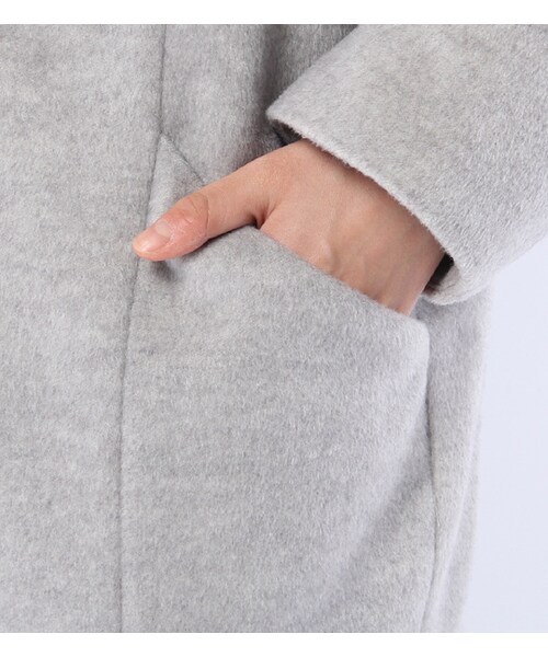 mysty woman（ミスティウーマン）の「シャギーショールフードガウンコート（ジャケット/アウター・レディース・グレー/ベージュ/ピンクベージュ/ネイビー・S/M）」の12枚目の写真