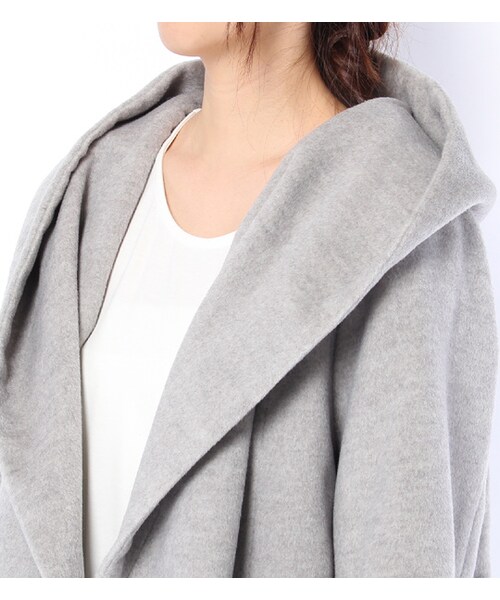 mysty woman（ミスティウーマン）の「シャギーショールフードガウンコート（ジャケット/アウター・レディース・グレー/ベージュ/ピンクベージュ/ネイビー・S/M）」の7枚目の写真