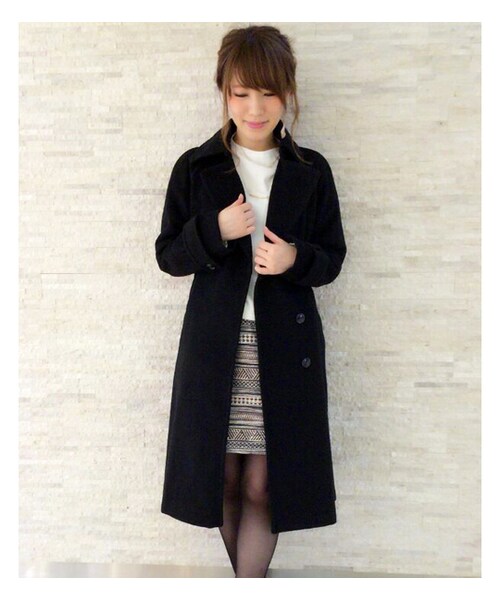 mysty woman（ミスティウーマン）の「【POINT×10】【mysty woman】ウールビーバーガウントレンチ（ジャケット/アウター・レディース・トップグレー/ベージュ/ネイビー/ブラック）」の2枚目の写真