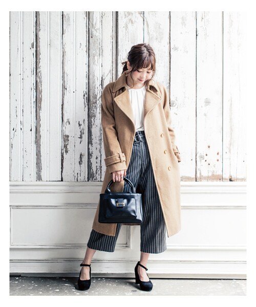mysty woman（ミスティウーマン）の「【POINT×10】【mysty woman】ウールビーバーガウントレンチ（ジャケット/アウター・レディース・トップグレー/ベージュ/ネイビー/ブラック）」の3枚目の写真