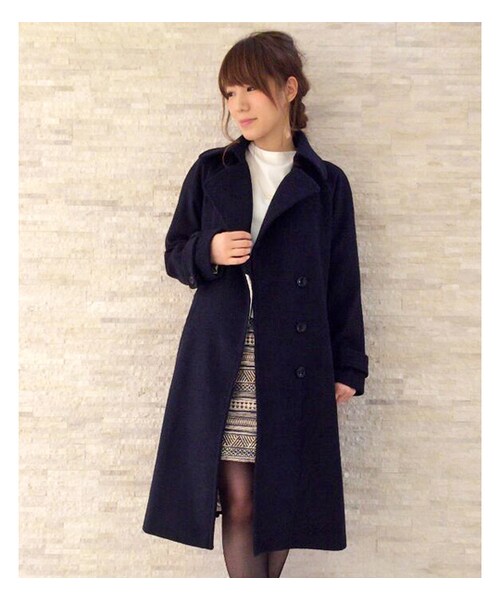 mysty woman（ミスティウーマン）の「【POINT×10】【mysty woman】ウールビーバーガウントレンチ（ジャケット/アウター・レディース・トップグレー/ベージュ/ネイビー/ブラック）」の4枚目の写真