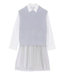 dazzlin | 【W】ニットベスト×シャツレイヤードコンビワンピ(ワンピース/ドレス)