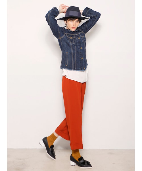 MURUA（ムルーア）の「【MODE】ロールUPワイドテーパードパンツ（パンツ・レディース・ブラック/ブラウン/キャメル）」の5枚目の写真