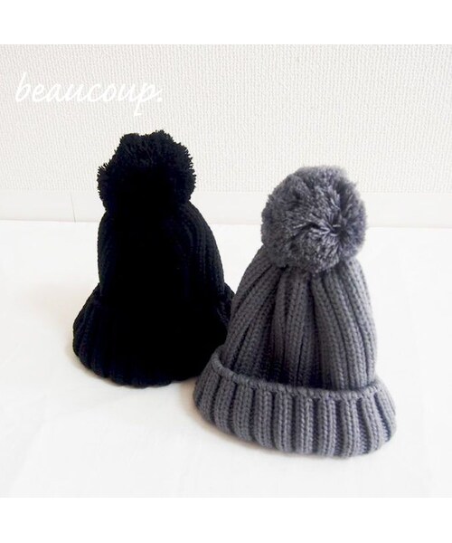 no brand（ノーブランド）の「自立する ぽんぽん付きニット帽 / ニットキャップ（Tシャツ/カットソー・キッズ・その他）」の2枚目の写真