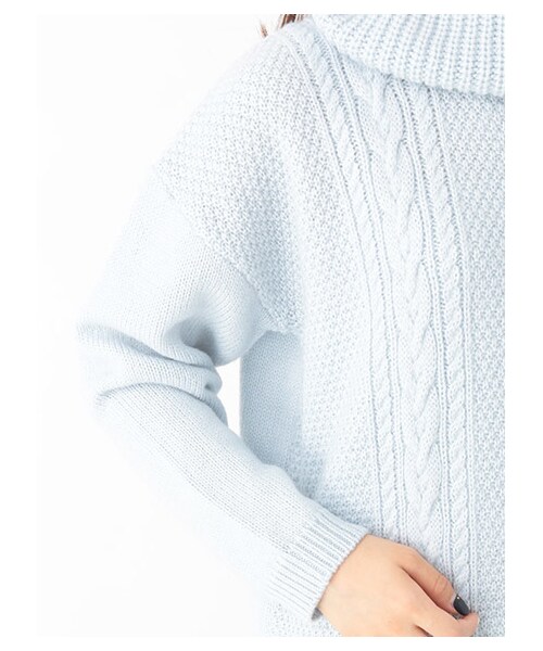 earth music&ecology（アースミュージックアンドエコロジー）の「【B1A4シヌゥ×CanCam×earth】ケーブルニットワンピース（ワンピース/ドレス・サックスブルー・F）」の6枚目の写真