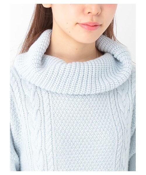 earth music&ecology（アースミュージックアンドエコロジー）の「【B1A4シヌゥ×CanCam×earth】ケーブルニットワンピース（ワンピース/ドレス・サックスブルー・F）」の9枚目の写真
