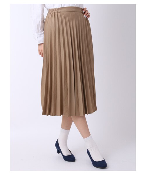 earth music&ecology（アースミュージックアンドエコロジー）の「＜WEB限定大きな・小さなサイズ＞すきな丈プリーツスカート ミモレ（スカート・杢ライトグレー/ボルドー/キャメル/ネイビー/ダークブル・XS/L）」の2枚目の写真