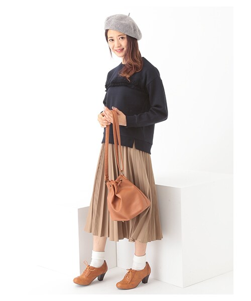 earth music&ecology（アースミュージックアンドエコロジー）の「＜WEB限定大きな・小さなサイズ＞すきな丈プリーツスカート ミモレ（スカート・杢ライトグレー/ボルドー/キャメル/ネイビー/ダークブル・XS/L）」の13枚目の写真