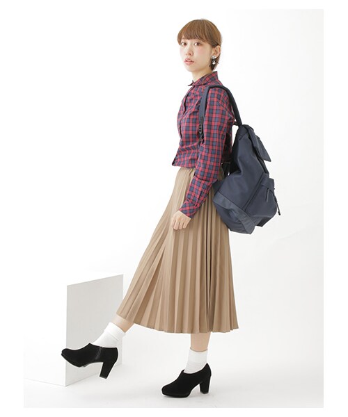 earth music&ecology（アースミュージックアンドエコロジー）の「＜WEB限定大きな・小さなサイズ＞すきな丈プリーツスカート ミモレ（スカート・杢ライトグレー/ボルドー/キャメル/ネイビー/ダークブル・XS/L）」の16枚目の写真