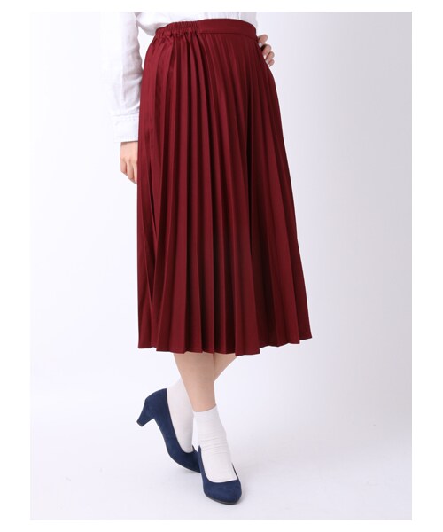 earth music&ecology（アースミュージックアンドエコロジー）の「＜WEB限定大きな・小さなサイズ＞すきな丈プリーツスカート ミモレ（スカート・杢ライトグレー/ボルドー/キャメル/ネイビー/ダークブル・XS/L）」の6枚目の写真