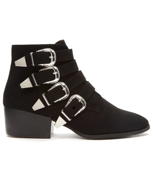FOREVER 21 Buckled Faux Suede Booties