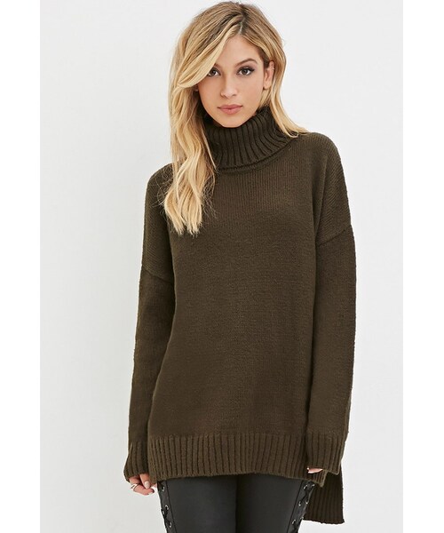 FOREVER 21（フォーエバー トゥエンティーワン）の「FOREVER 21 Longline Turtleneck Sweater（ニット/セーター・レディース・Brown・Small/Medium/Large）」の1枚目の写真