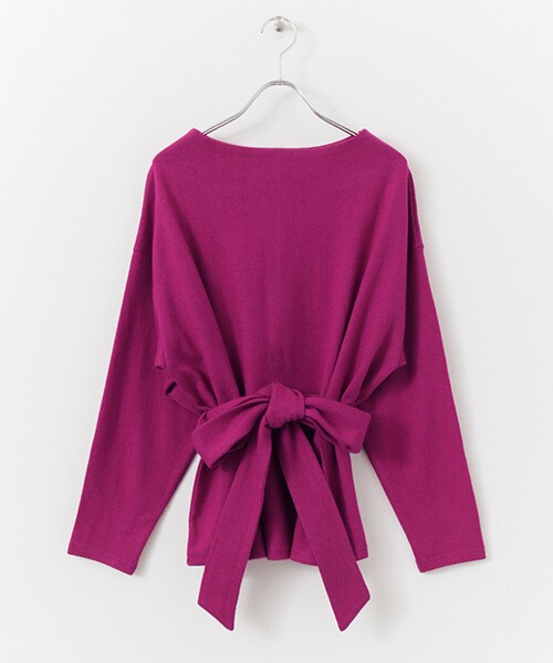 KBF(ケイビーエフ)の「腰部蝴蝶結罩衫(トップス・レディース・灰色/桃紅色/卡其綠色・one)」の3枚目の写真